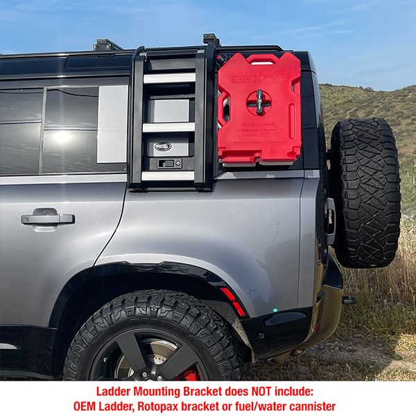 Land Rover Defender 20-21 Ladder mounted Rotopax bracket, Aluminum, Black, Left side mount