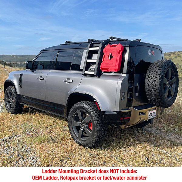 Land Rover Defender 20-21 Ladder mounted Rotopax bracket, Aluminum, Black, Left side mount