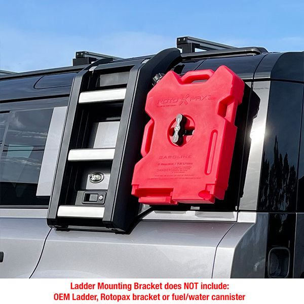 Land Rover Defender 20-21 Ladder mounted Rotopax bracket, Aluminum, Black, Left side mount