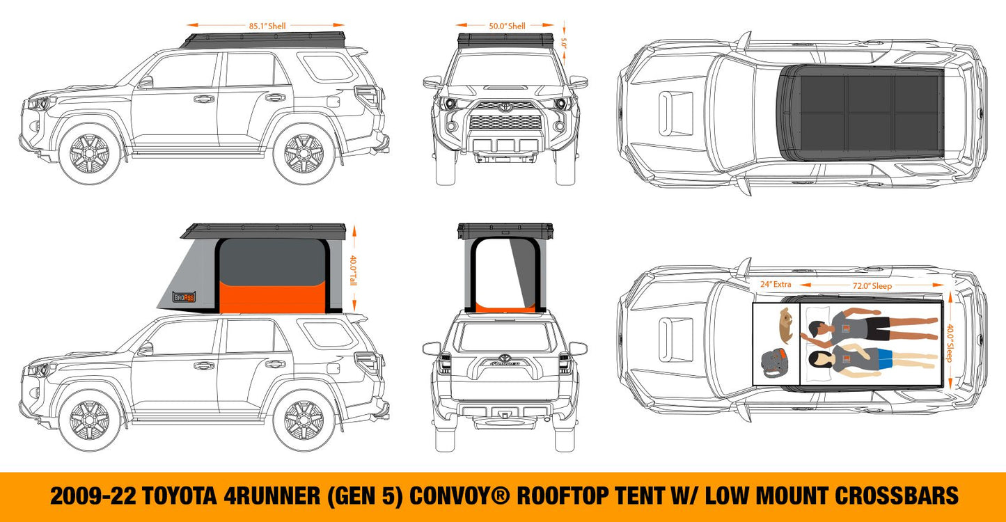 Toyota 4Runner 09-22 (5th Gen) CONVOY Rooftop Tent - Midnight Sky Gloss Black PRE-ASSEMBLED